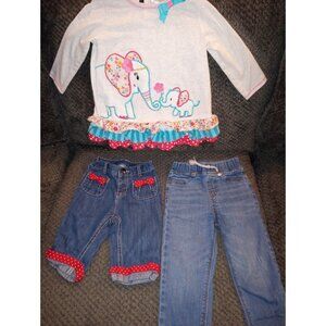 Infant Baby Girl clothes bundle size 24 months 3 pieces Jeans